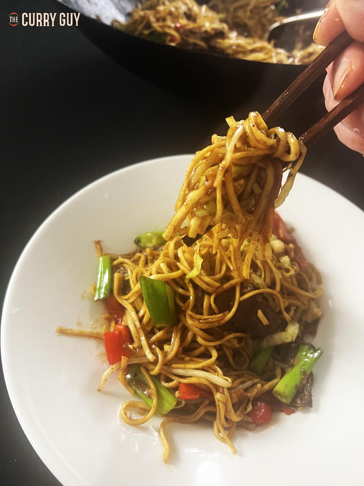Finished chow mein with beef.