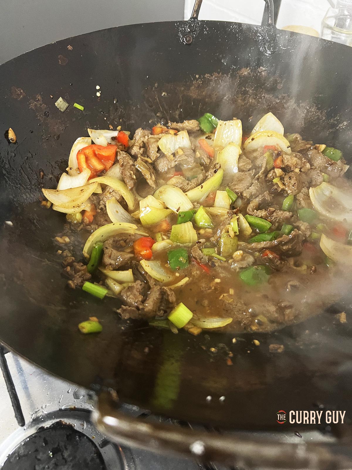 Simmering the sauce.