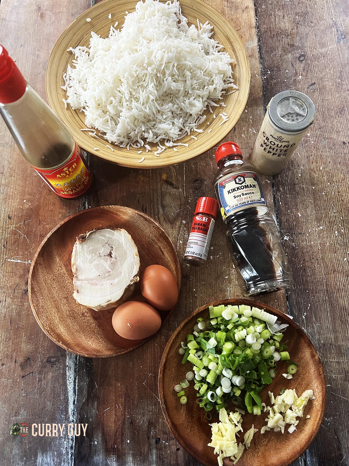 Ingredients for the fried rice.