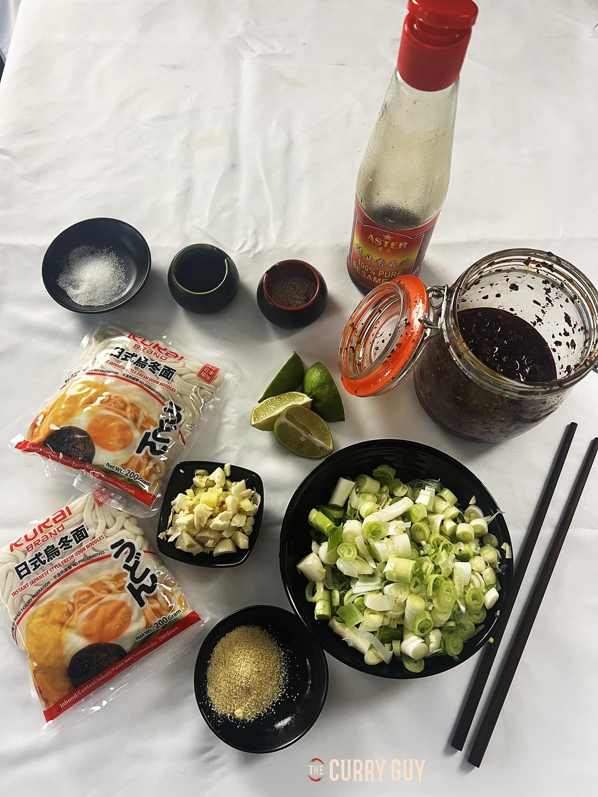Ingredients for the noodle dish.