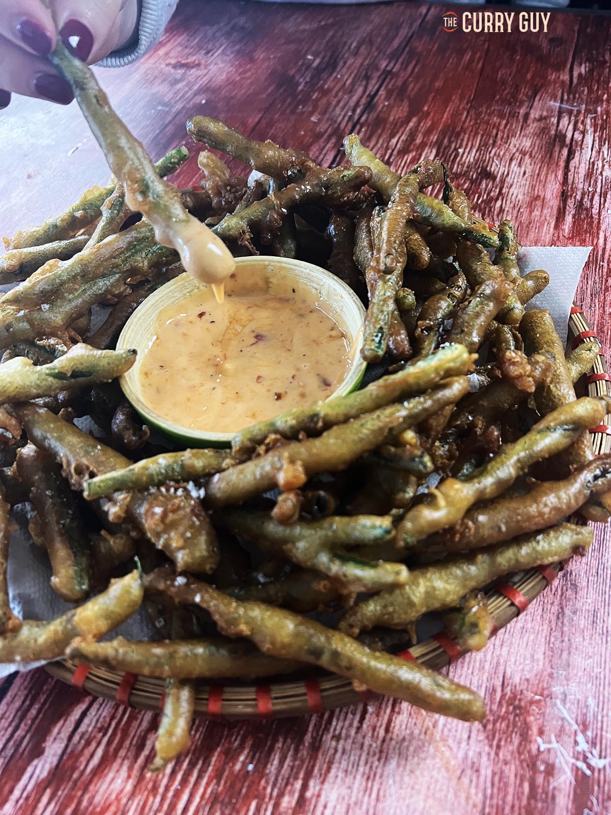 Deep fried green beans.