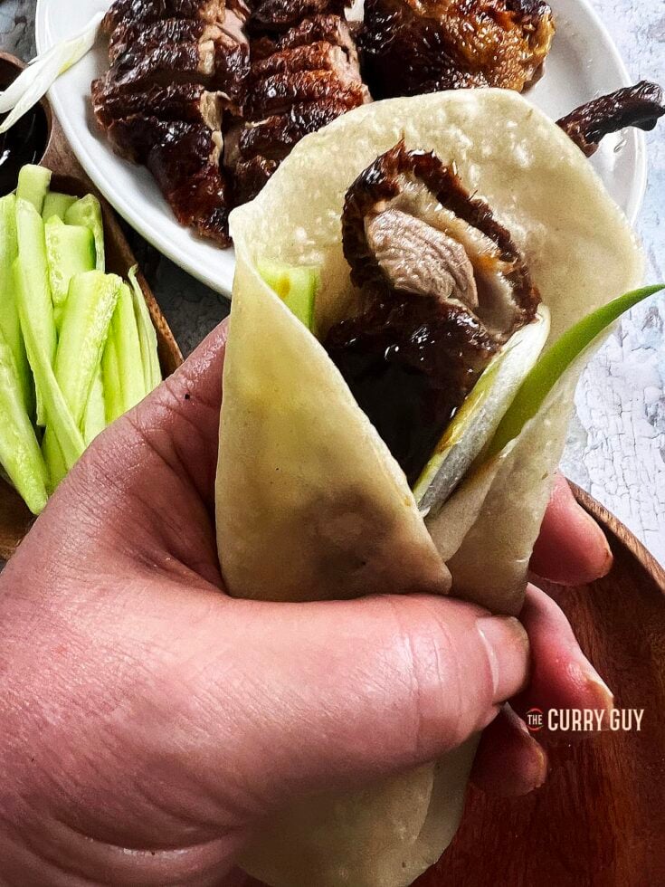 Peking duck wrap.