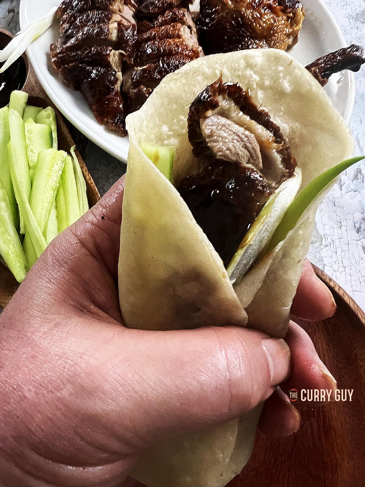 Peking duck wrap.