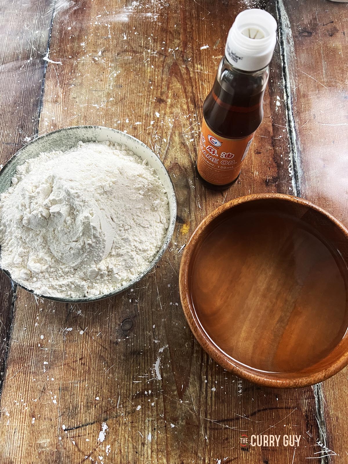 Ingredients for the pancake recipe.
