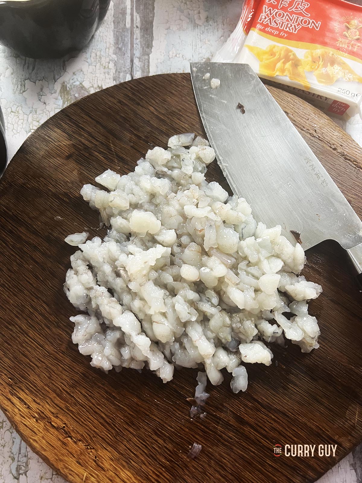 Chopped shrimp for the recipe.