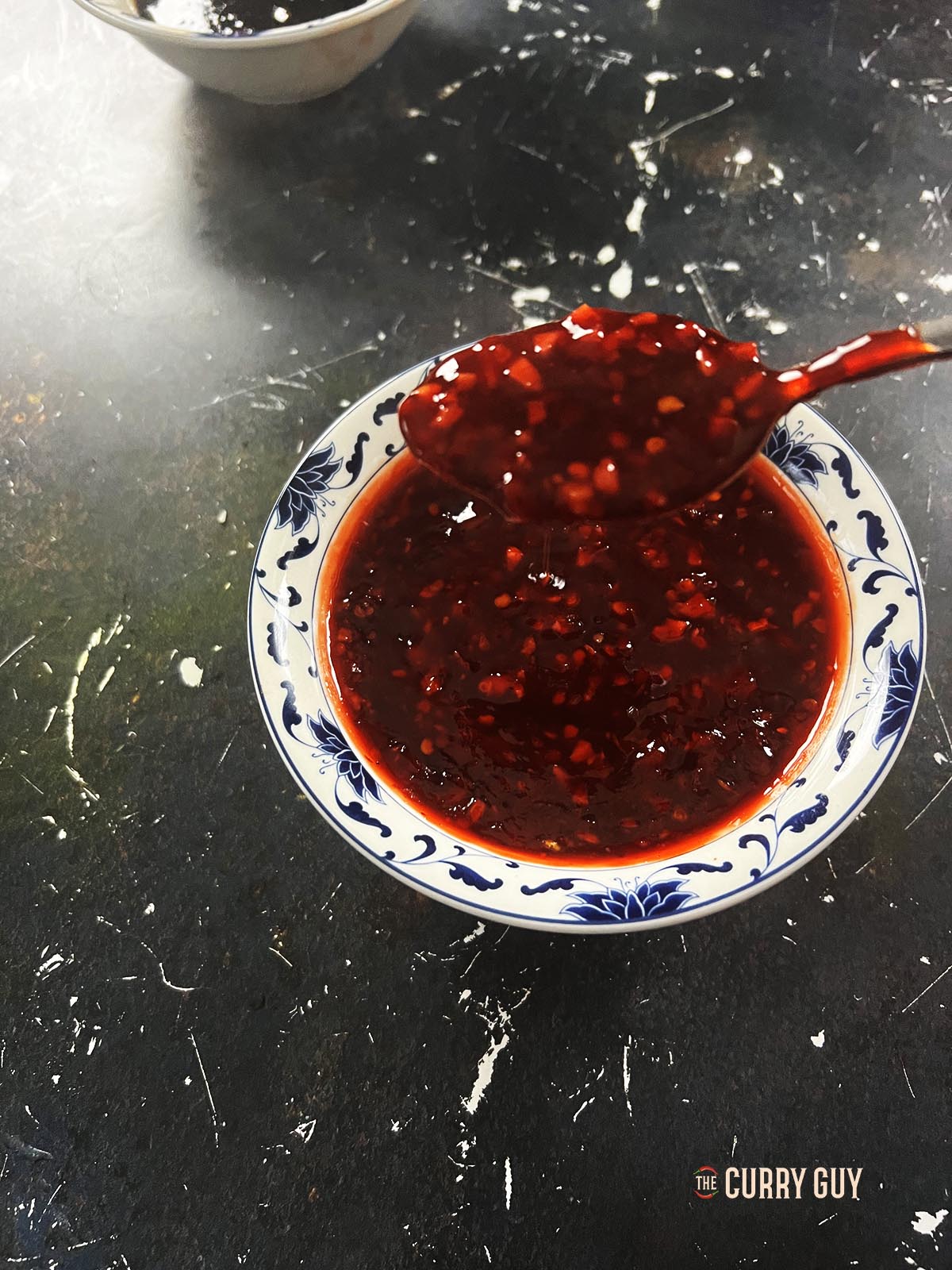 Sweet chili sauce in a serving bowl.