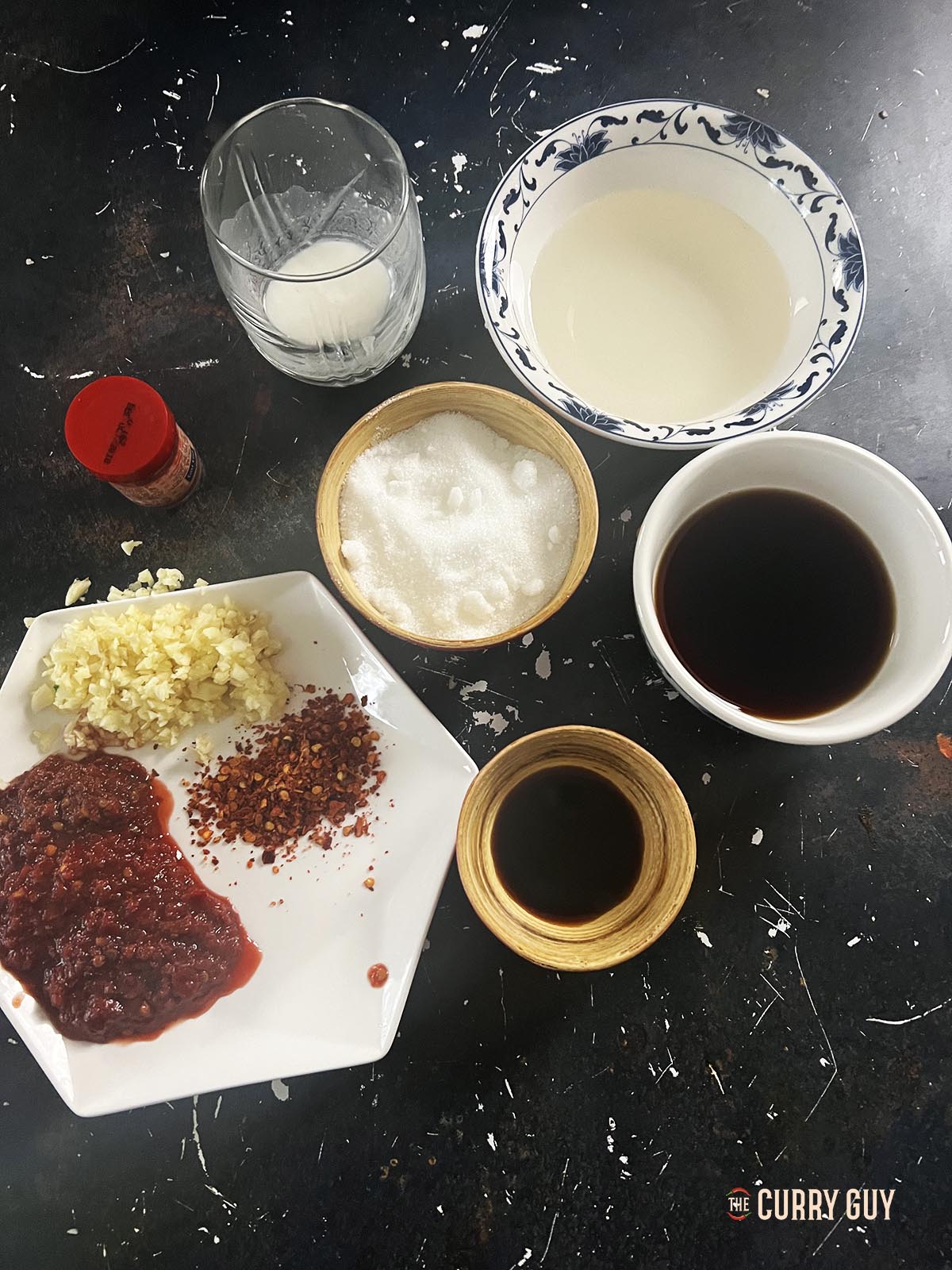 Ingredients for the hot sauce.