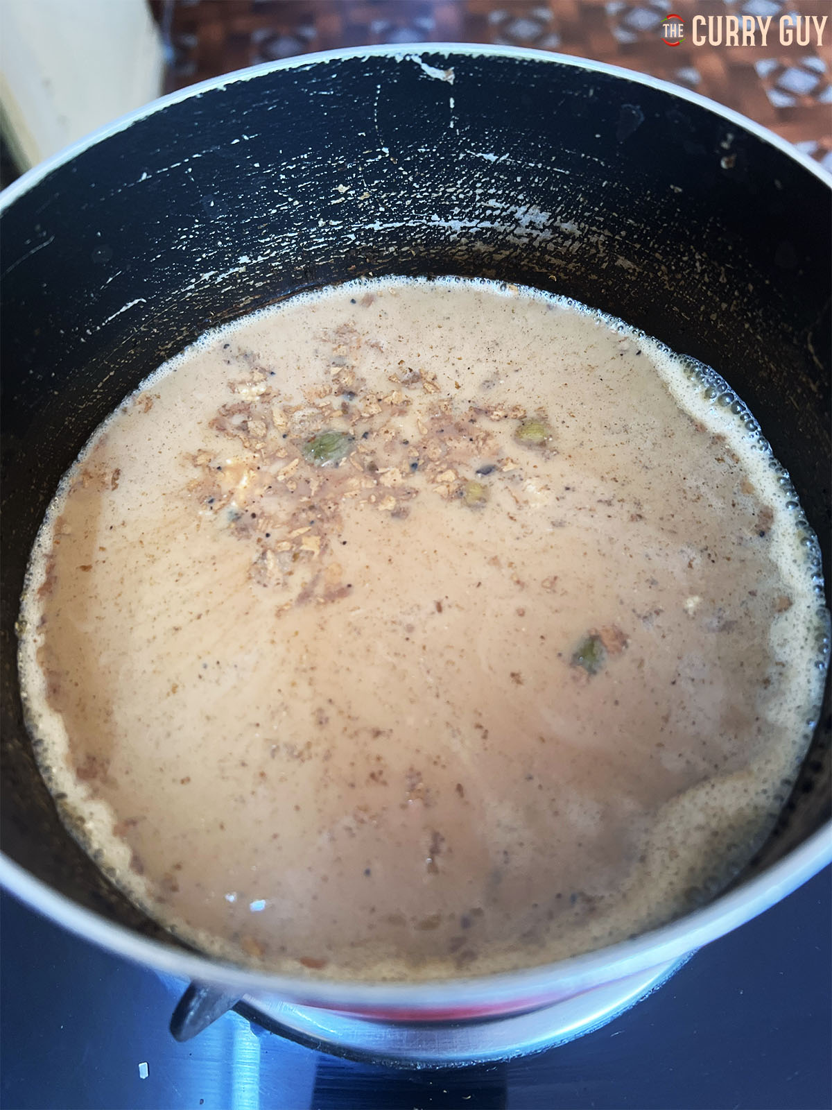 Simmering the chai tea.