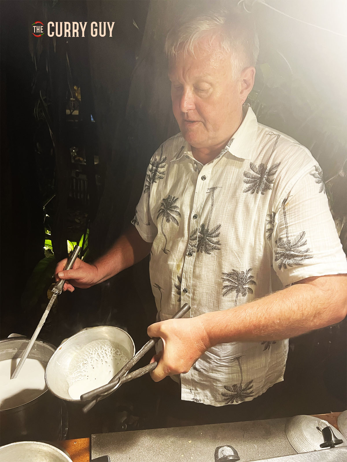 Swirling the batter around in the pan