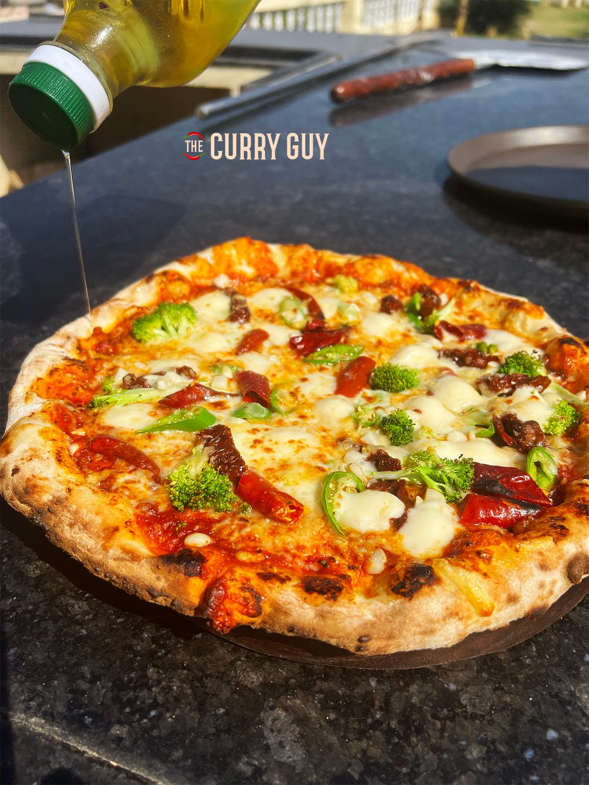 Finished naan pizza.