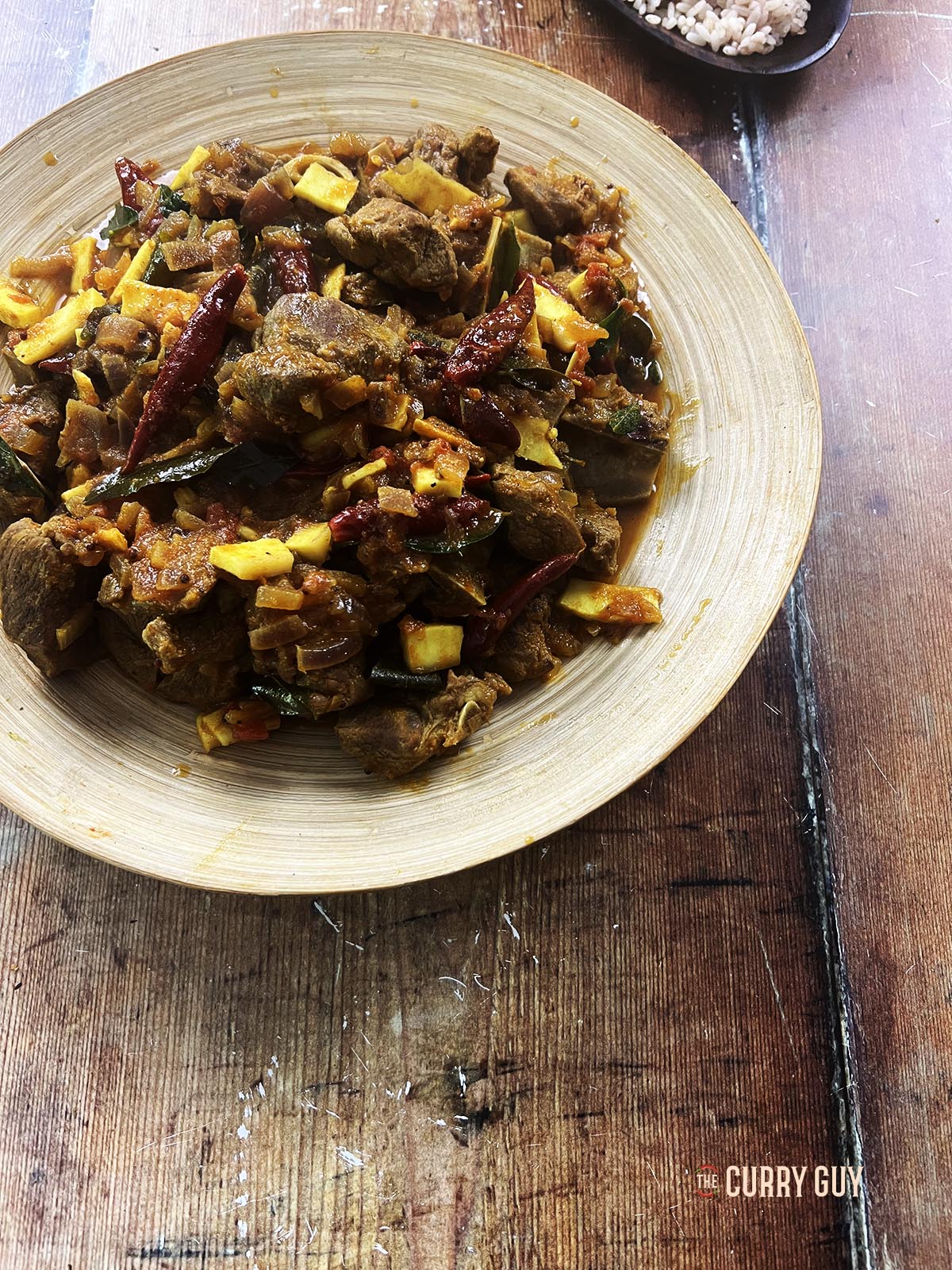 The finished lamb coconut curry.