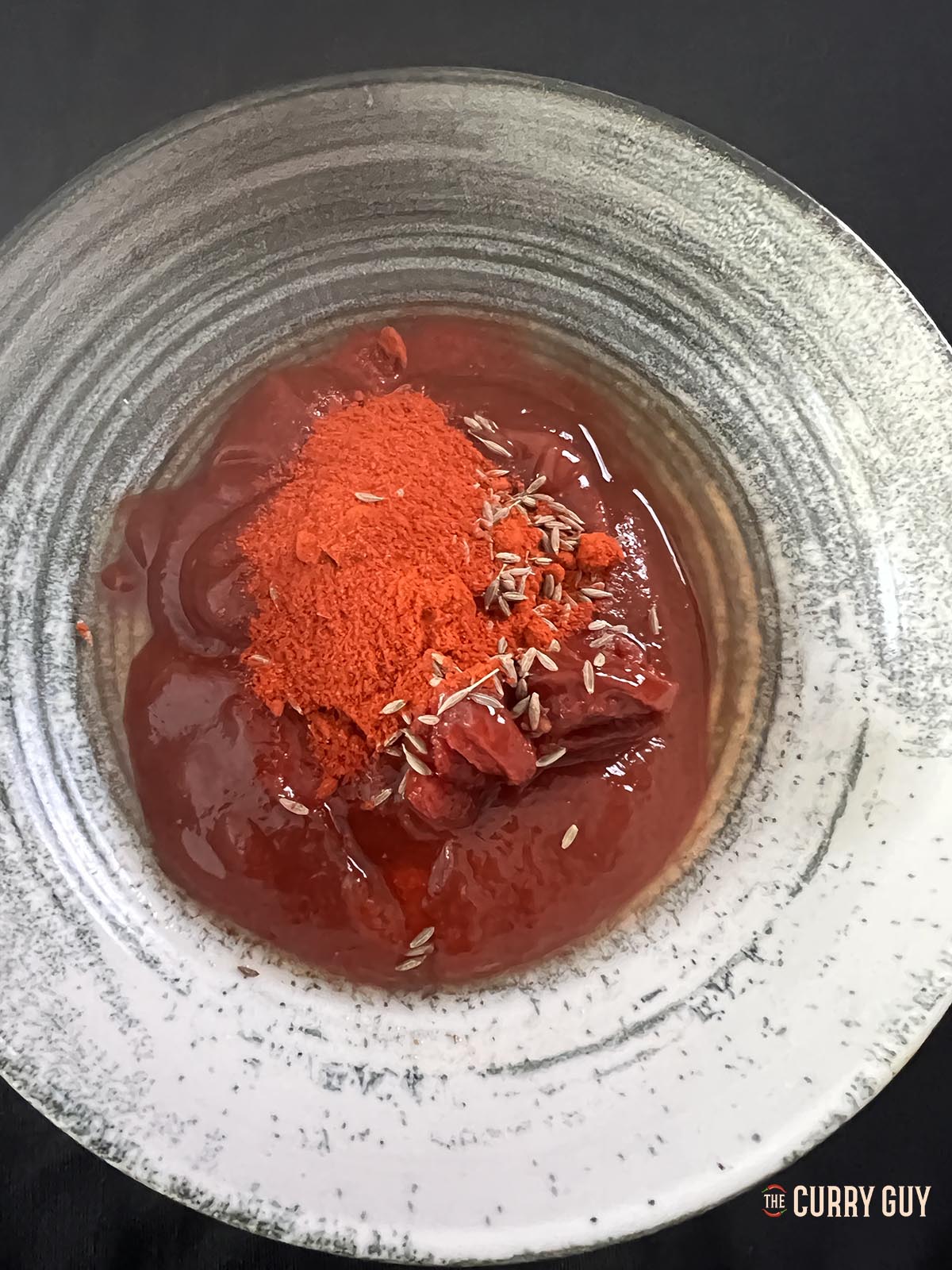 The dressing ingredients for the chutney.