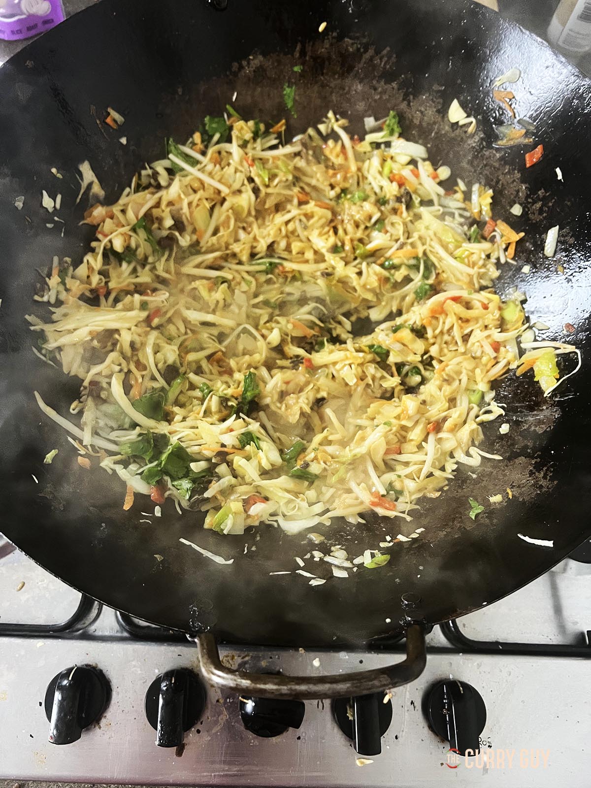 The filling complete for the spring rolls.