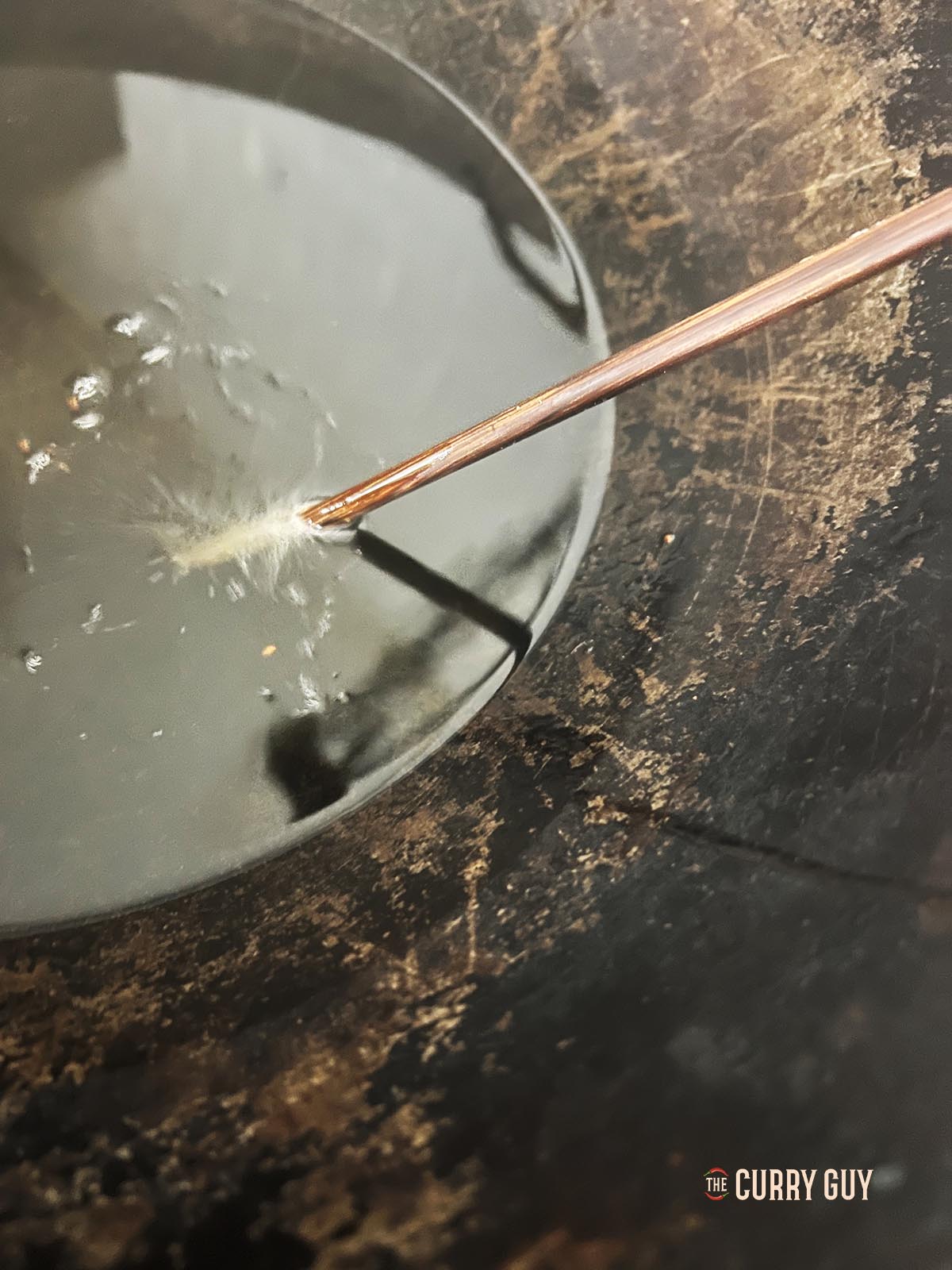 Heating the the oil for deep frying.