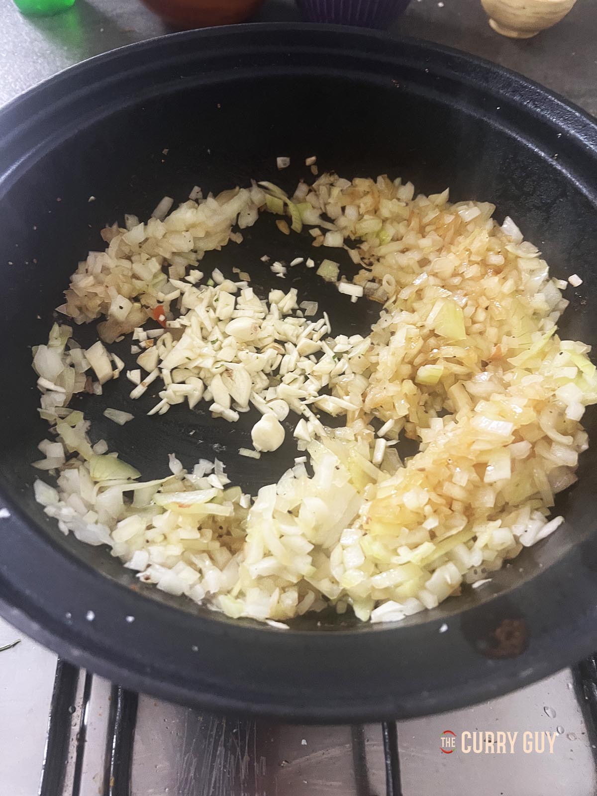 Frying the onions.