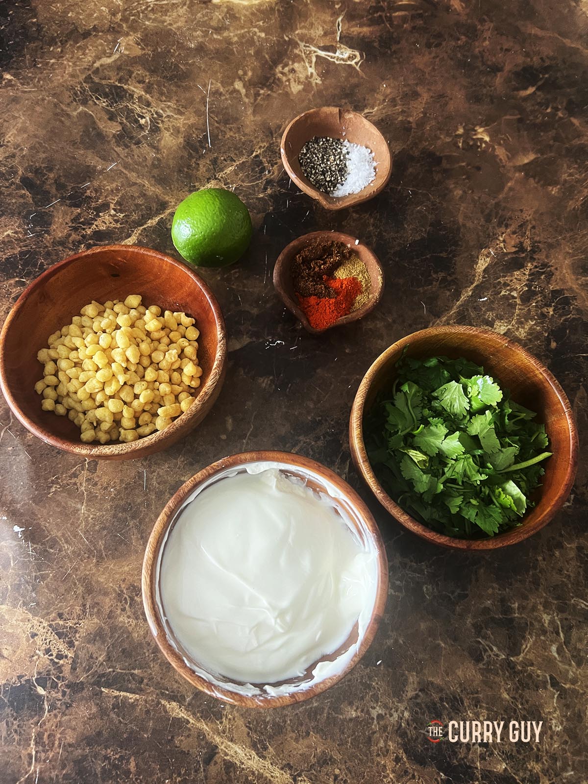 The ingredients for the raita.