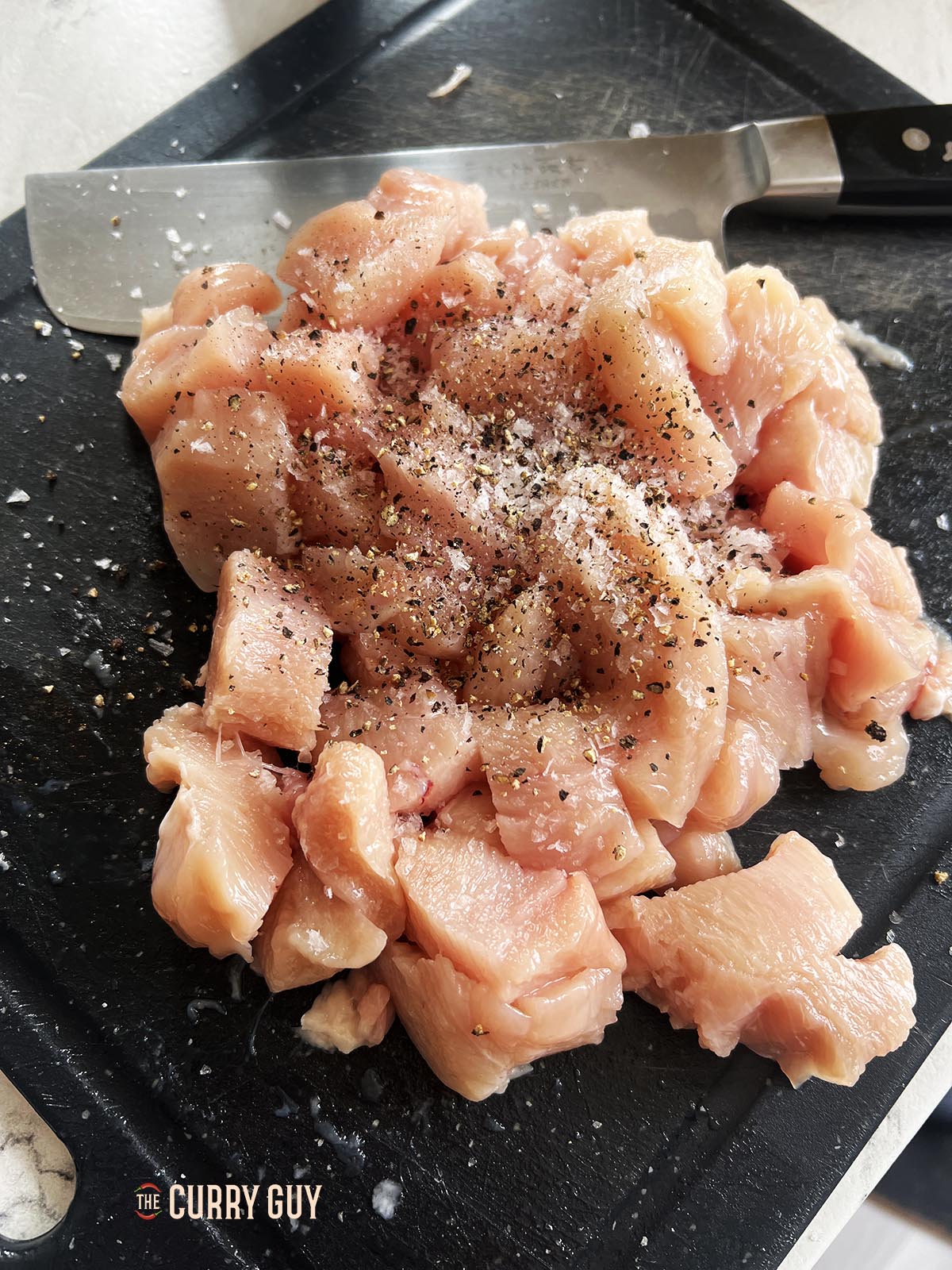 Chicken with seasoning ready for the Marry Me Chicken Pasta