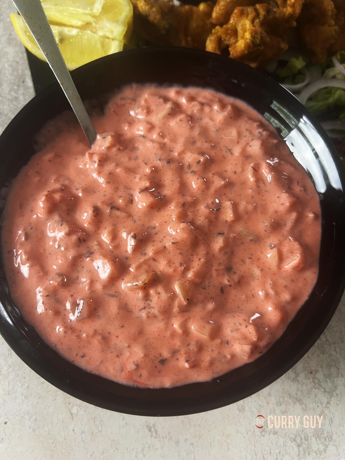 The finished pakora sauce.