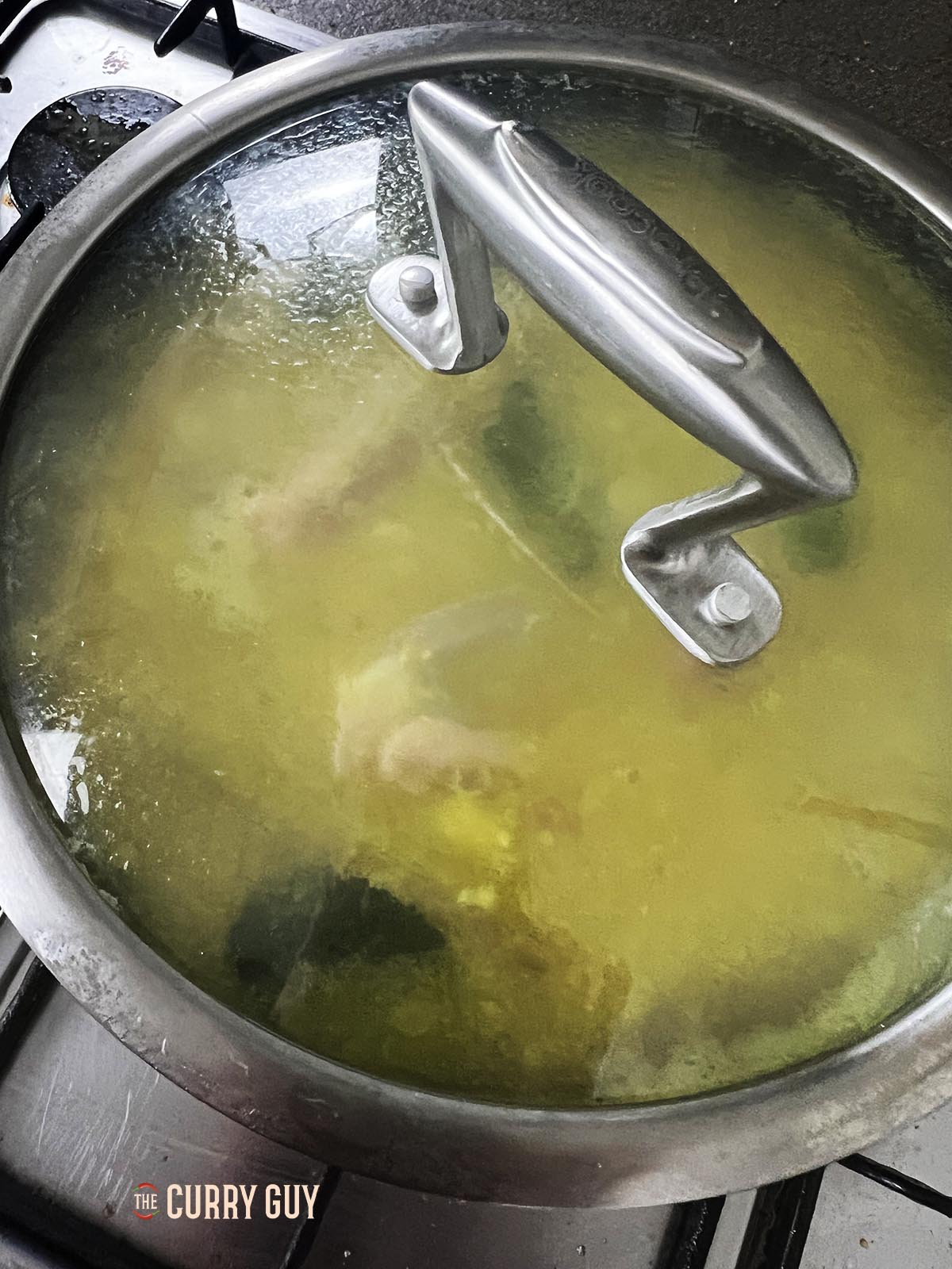 Covering the pan to gently simmer for about 45 minutes.