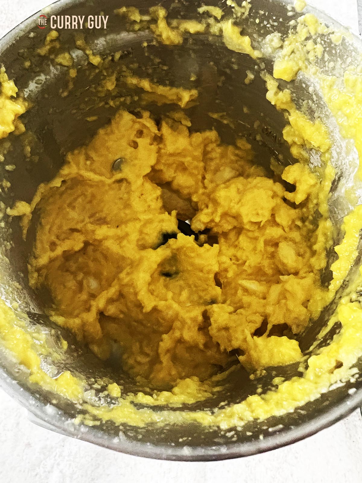 Blending the spice paste ingredients.