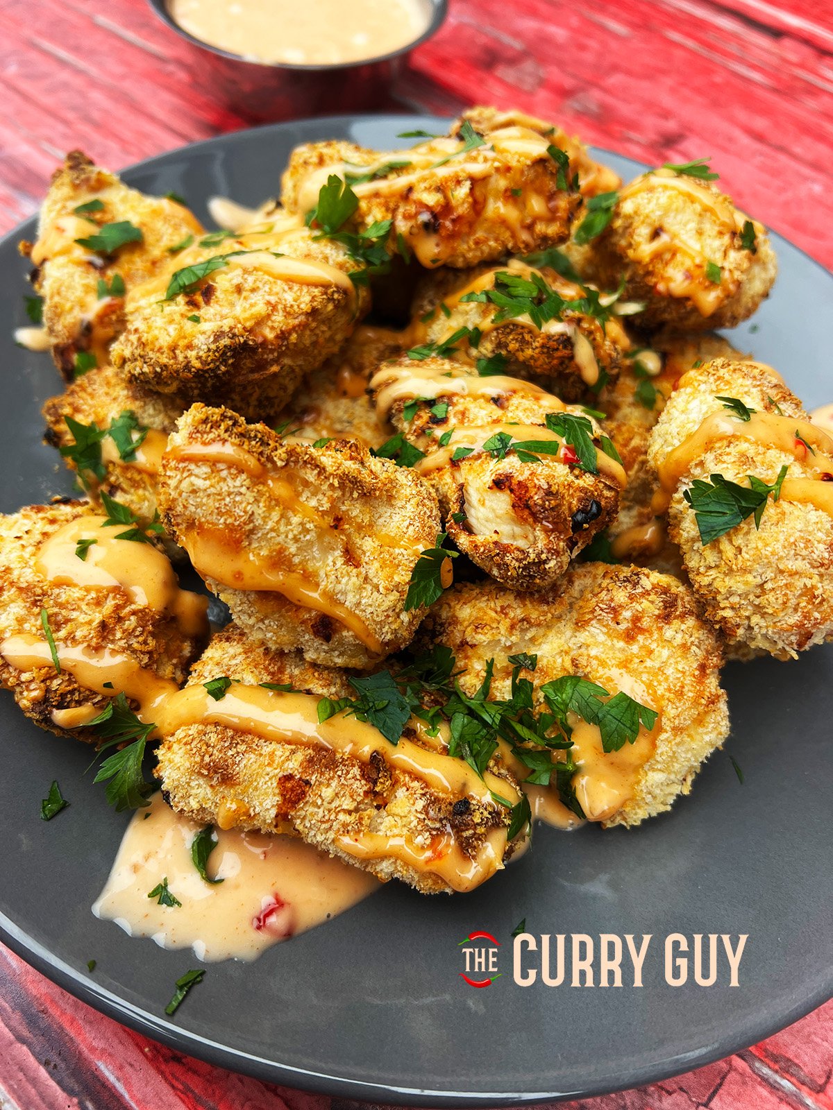 Air fryer bang bang chicken plated up 