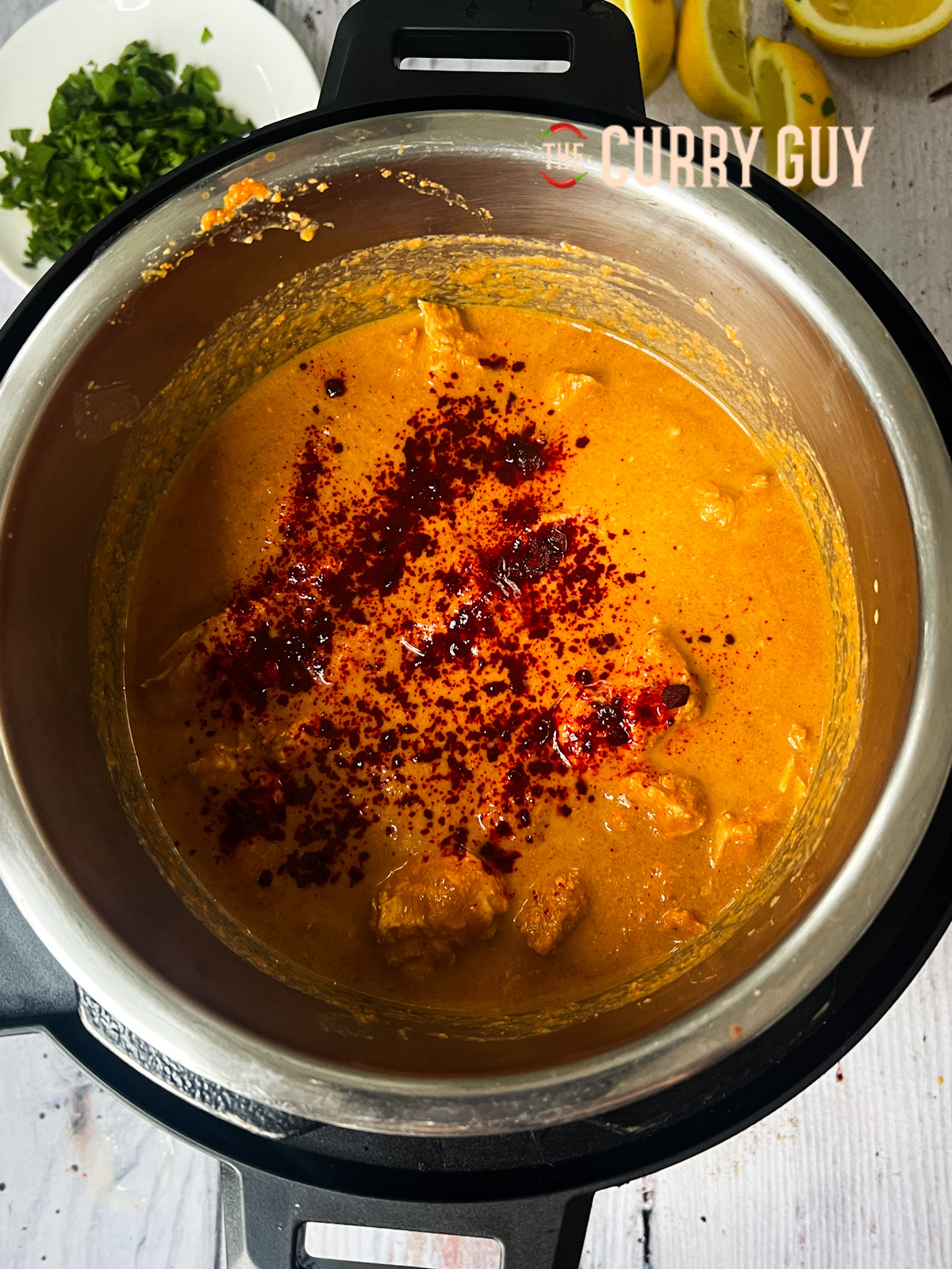 food colouring into pan 