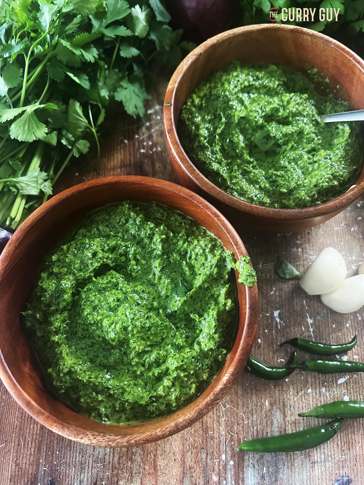 Asian chimichurri sauce in two serving bowls.