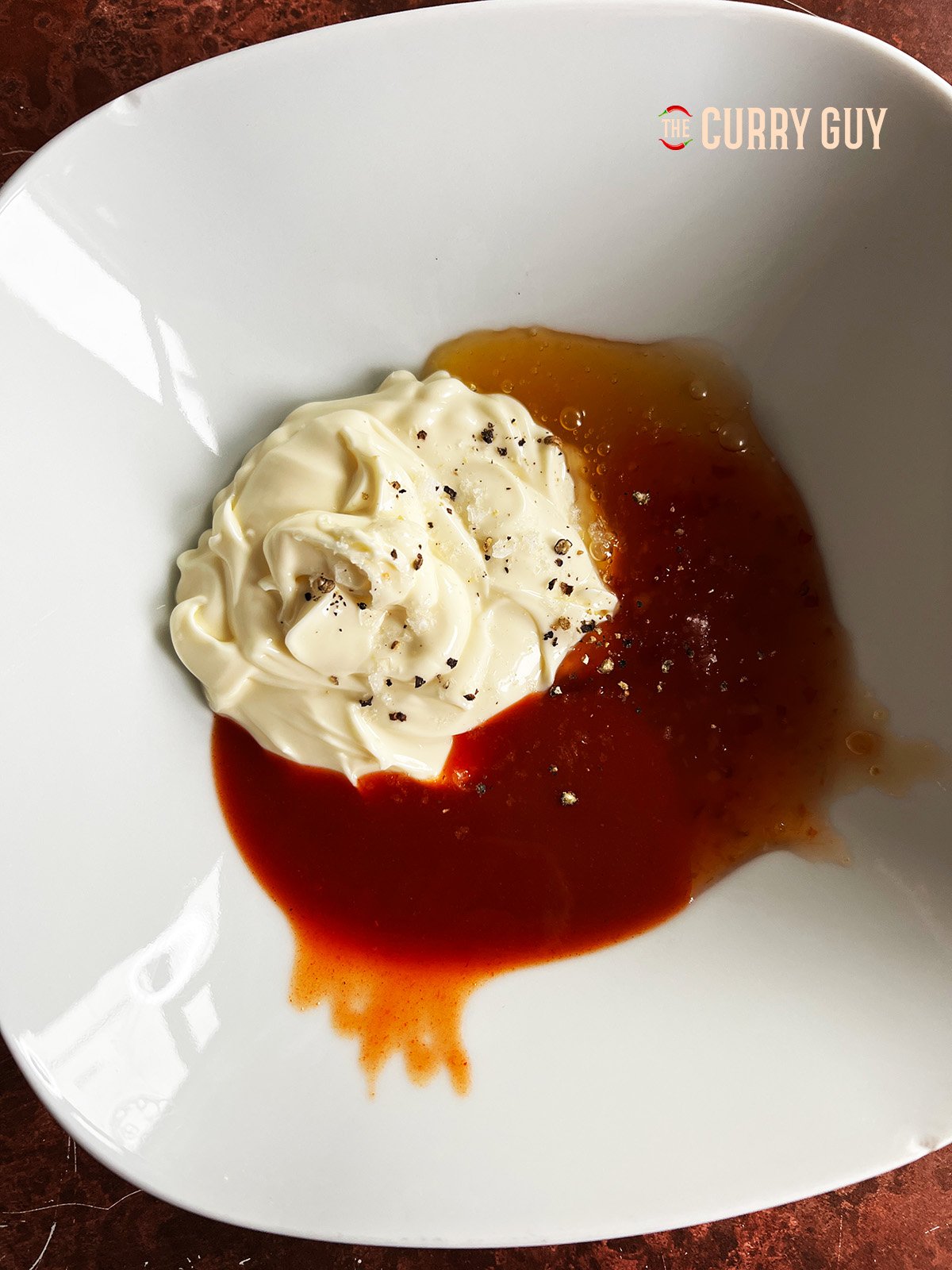 mayonnaise ingredients in the bowl