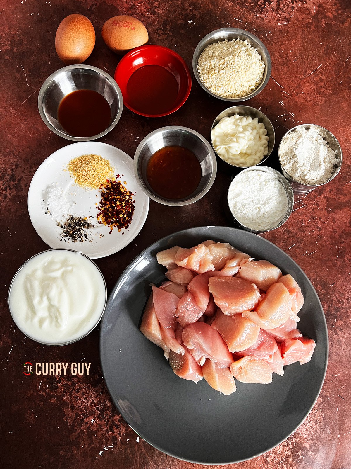 Ingredients for the air fryer bang bang chicken