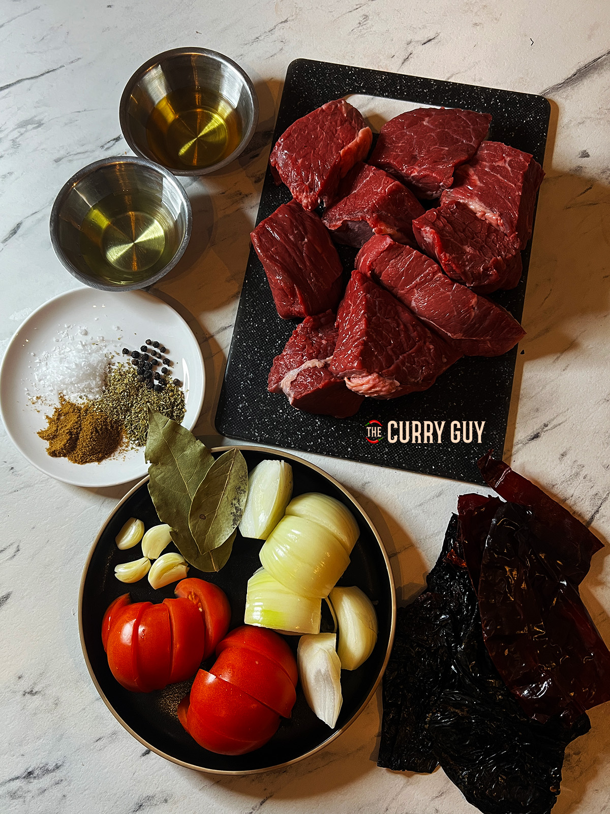 prepared ingredients for the crock pot birria tacos
