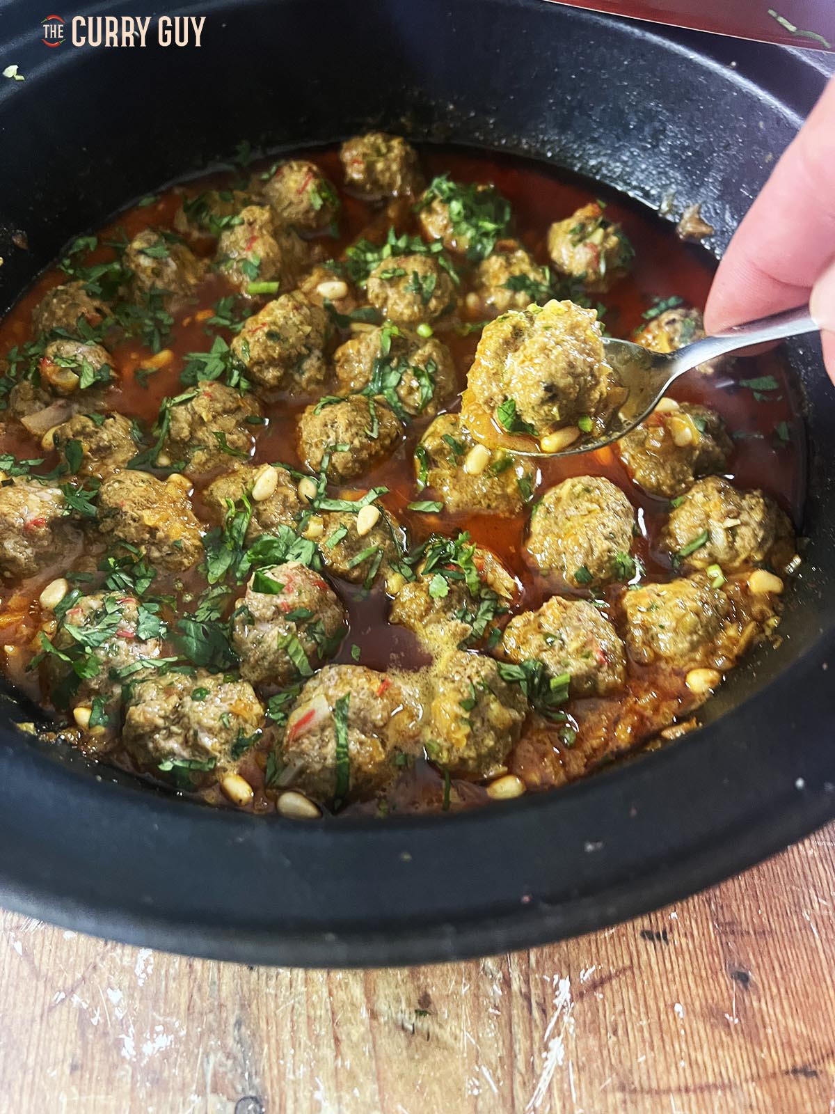 Moroccan meatballs in a tagine.