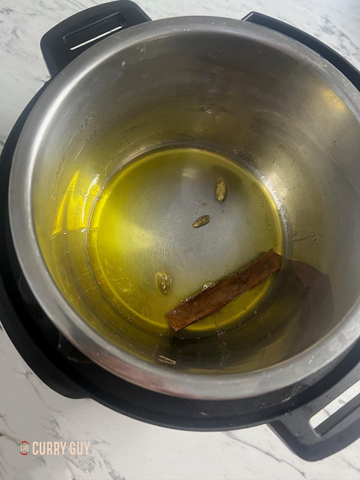 ghee melting and spices added