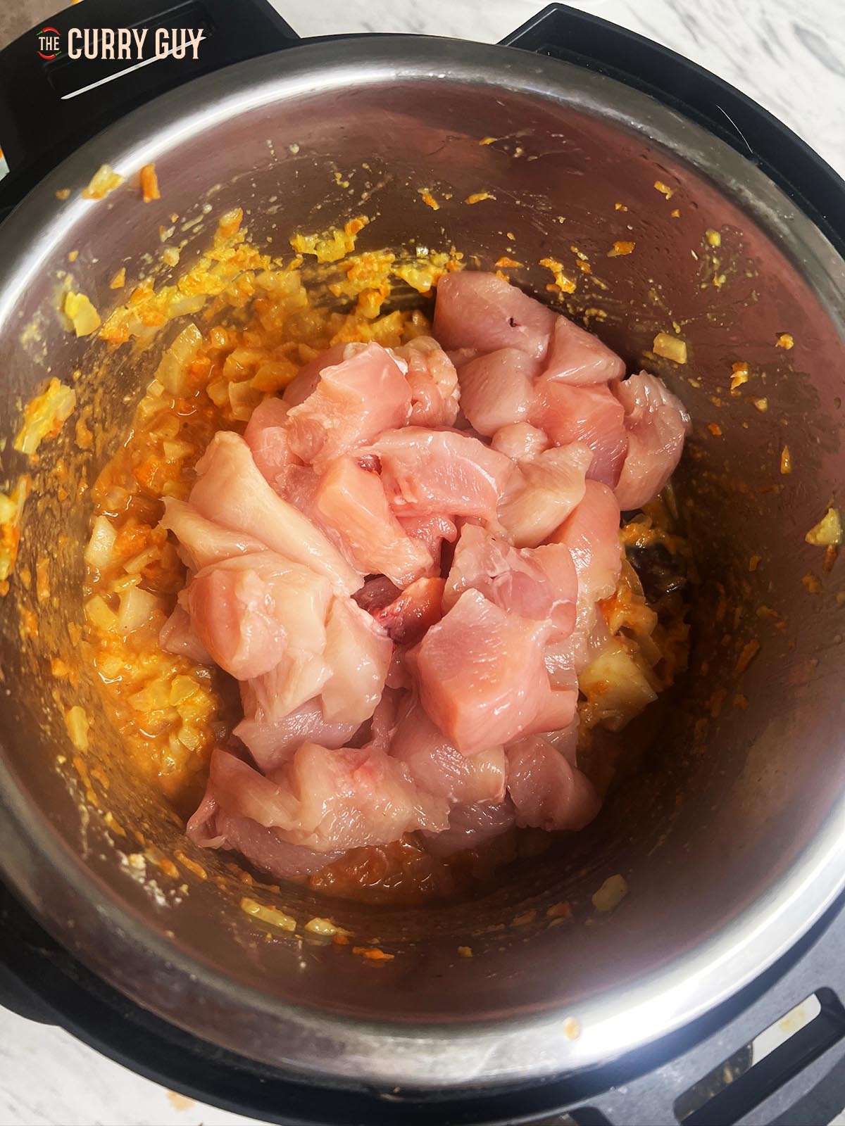 diced chicken breasts added
