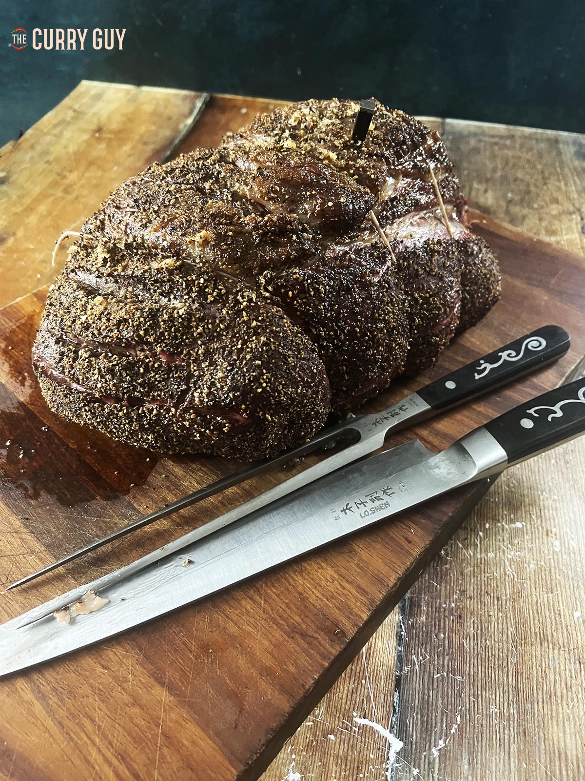 The cooked top round (topside).