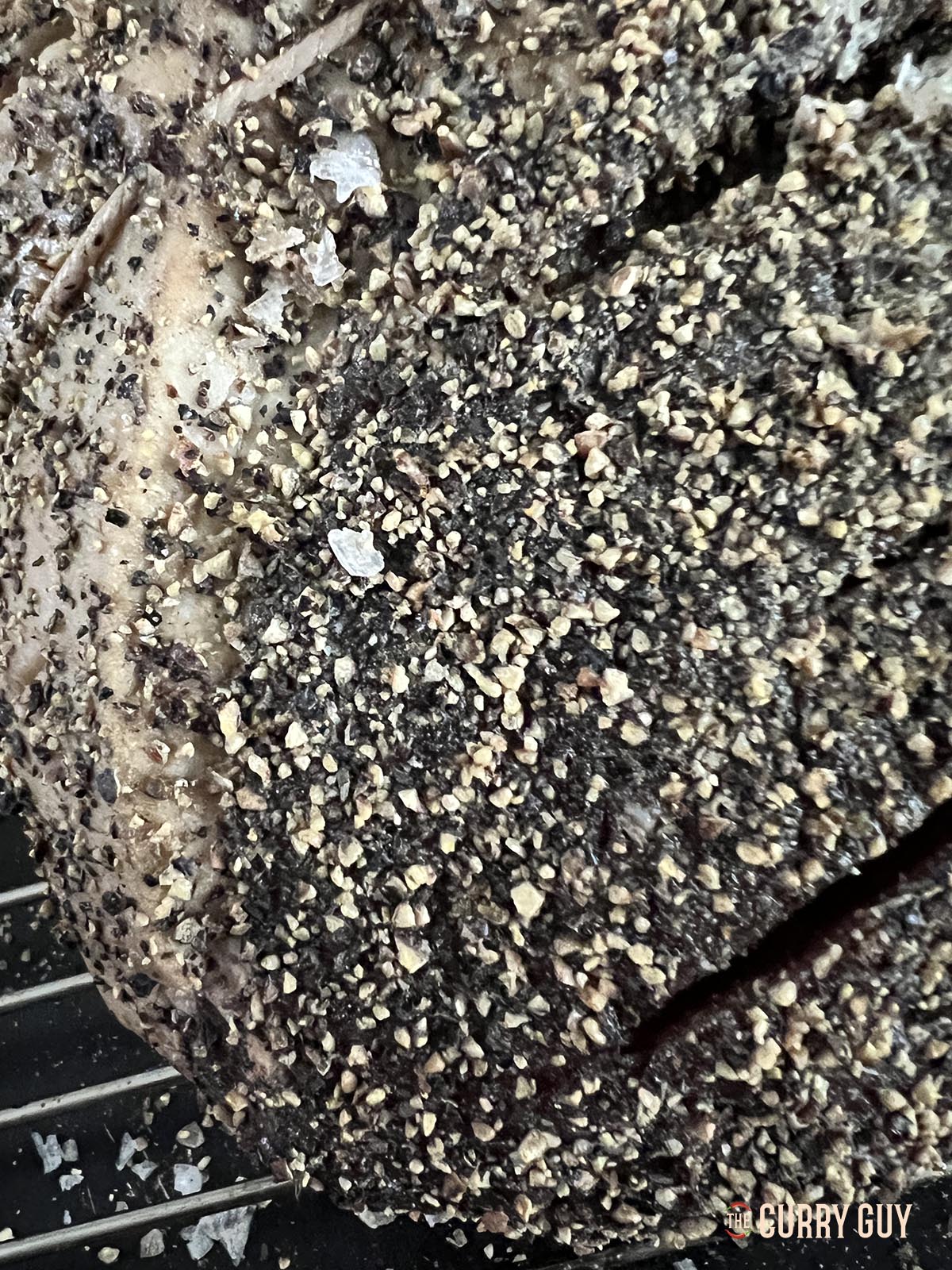 The drier exterior of the top round after sitting uncovered in the fridge for 24 hours.