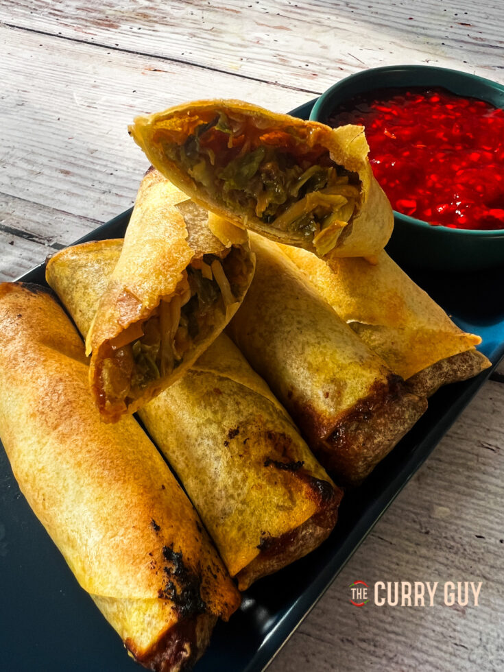 Air Fryer Spring Rolls served up and ready to enjoy