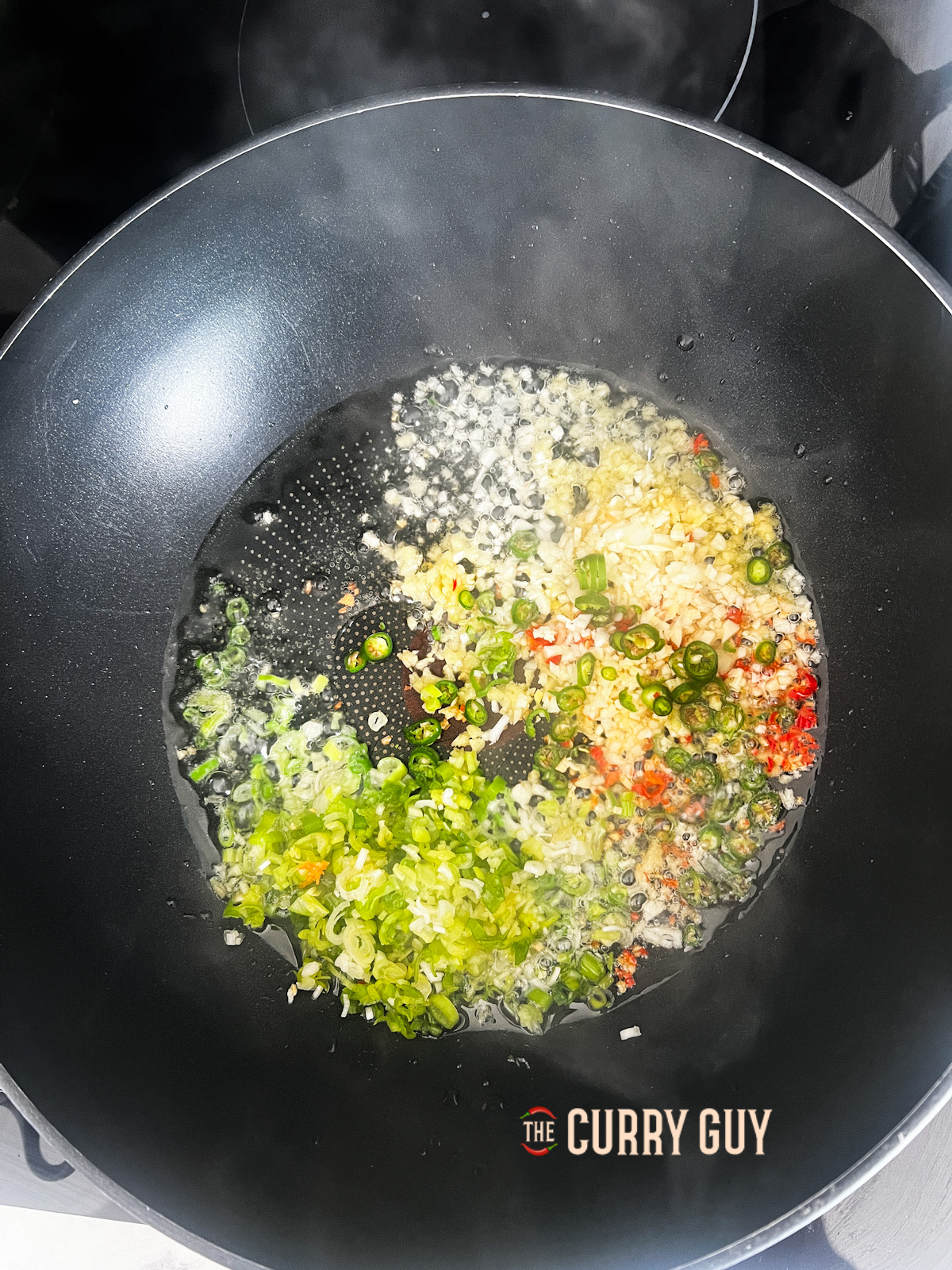 frying ingredients for Air Fryer Spring Rolls