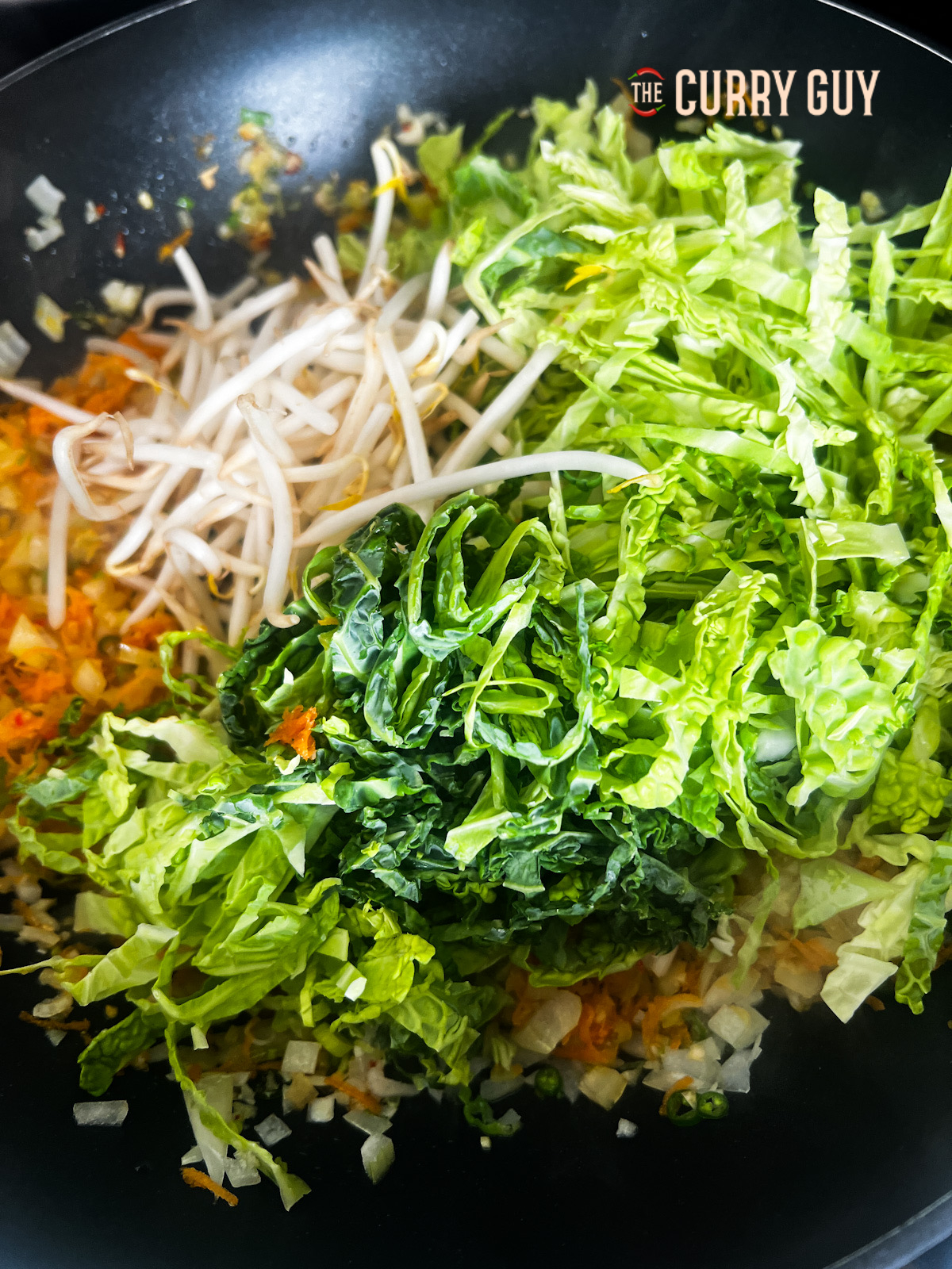 Cabbage and bean sprout added to the Air Fryer Spring rolls
