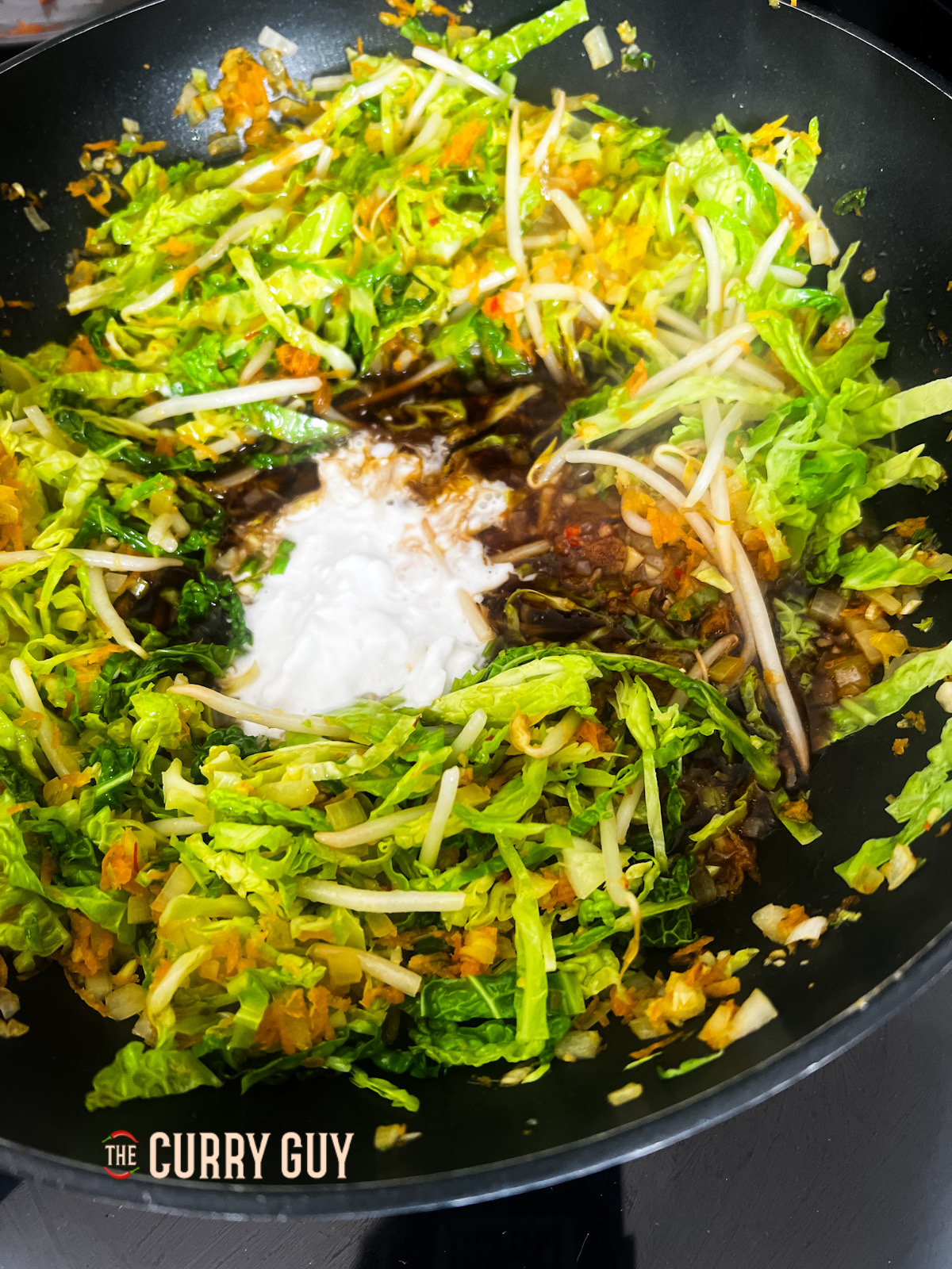 Sauce ingredients in the pan 