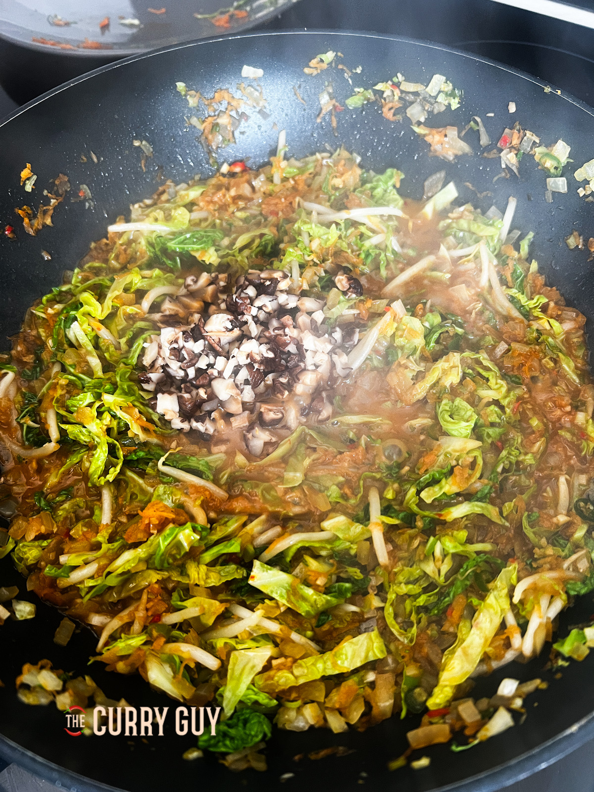 mushrooms added to the air fryer spring rolls