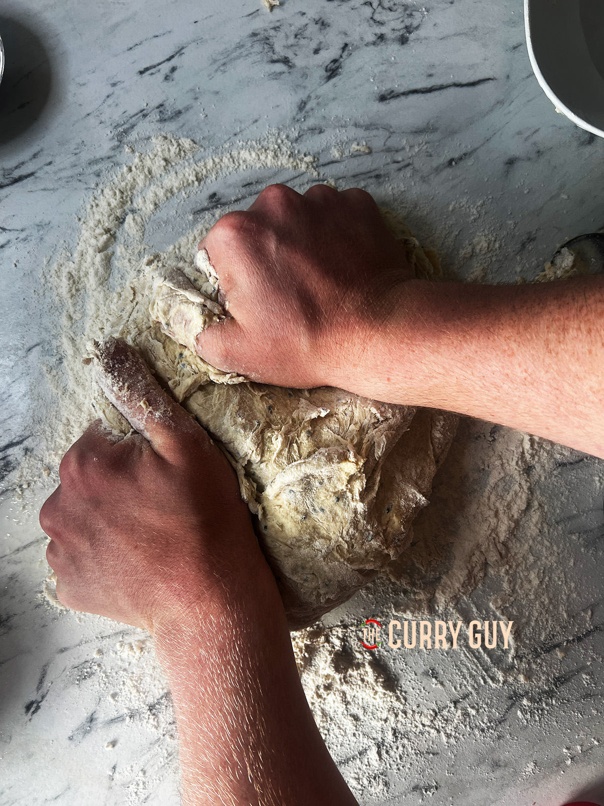Kneading dough.