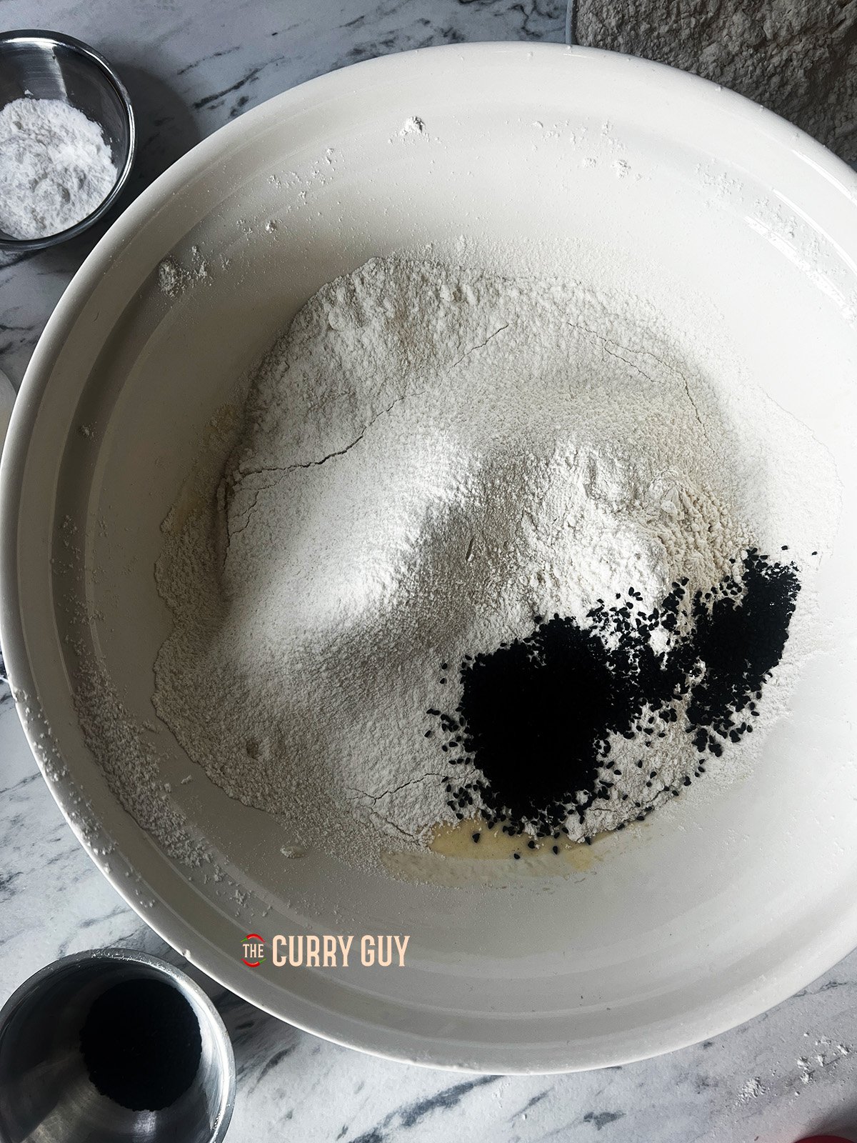 dry ingredients in the bowl. 