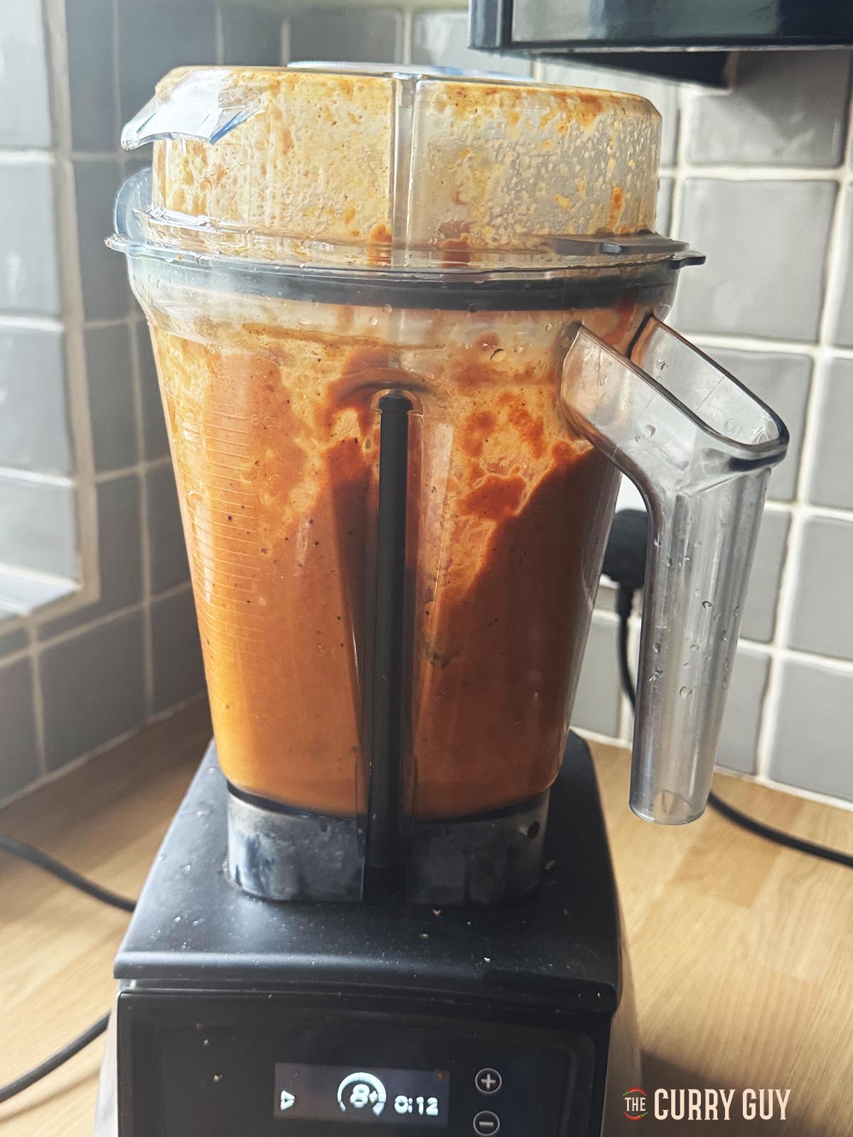 Blending the pathia sauce.