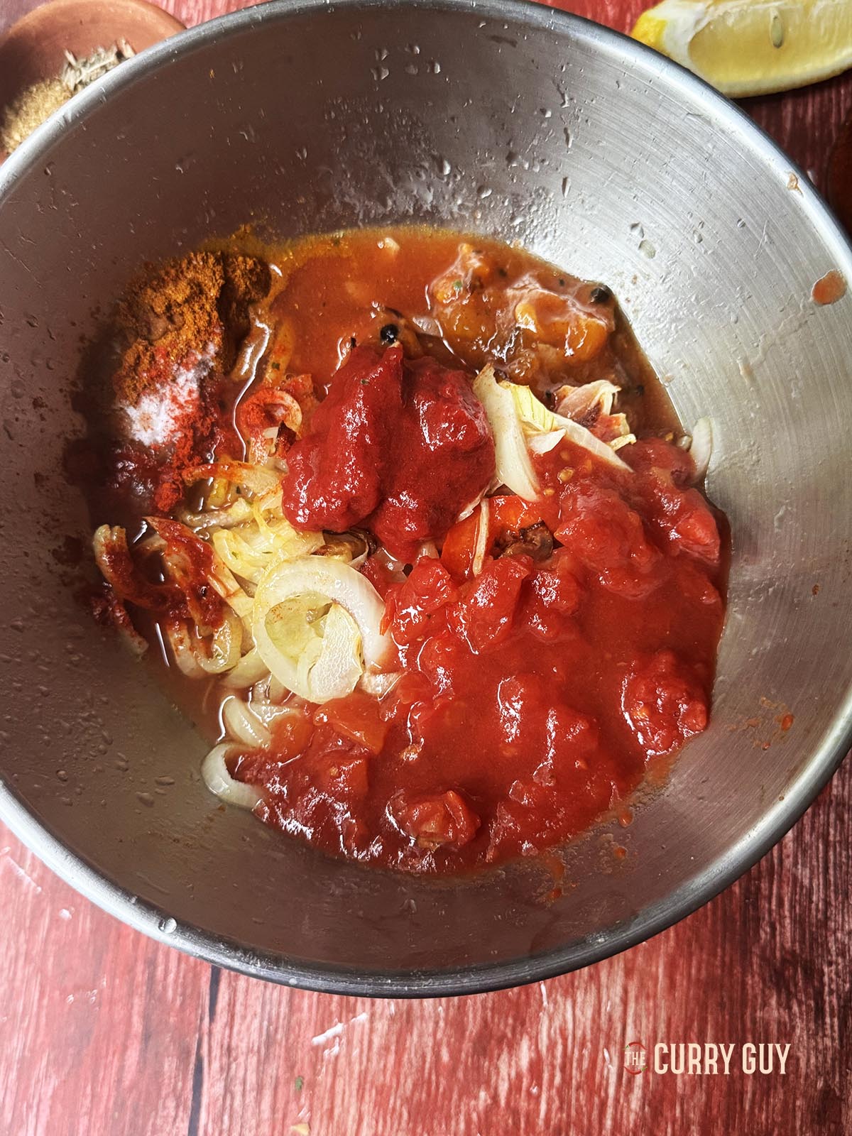 The sauce ingredients in a mixing bowl.