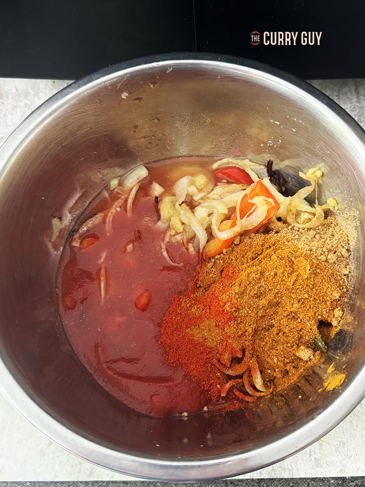 The sauce ingredients in a mixing bowl.