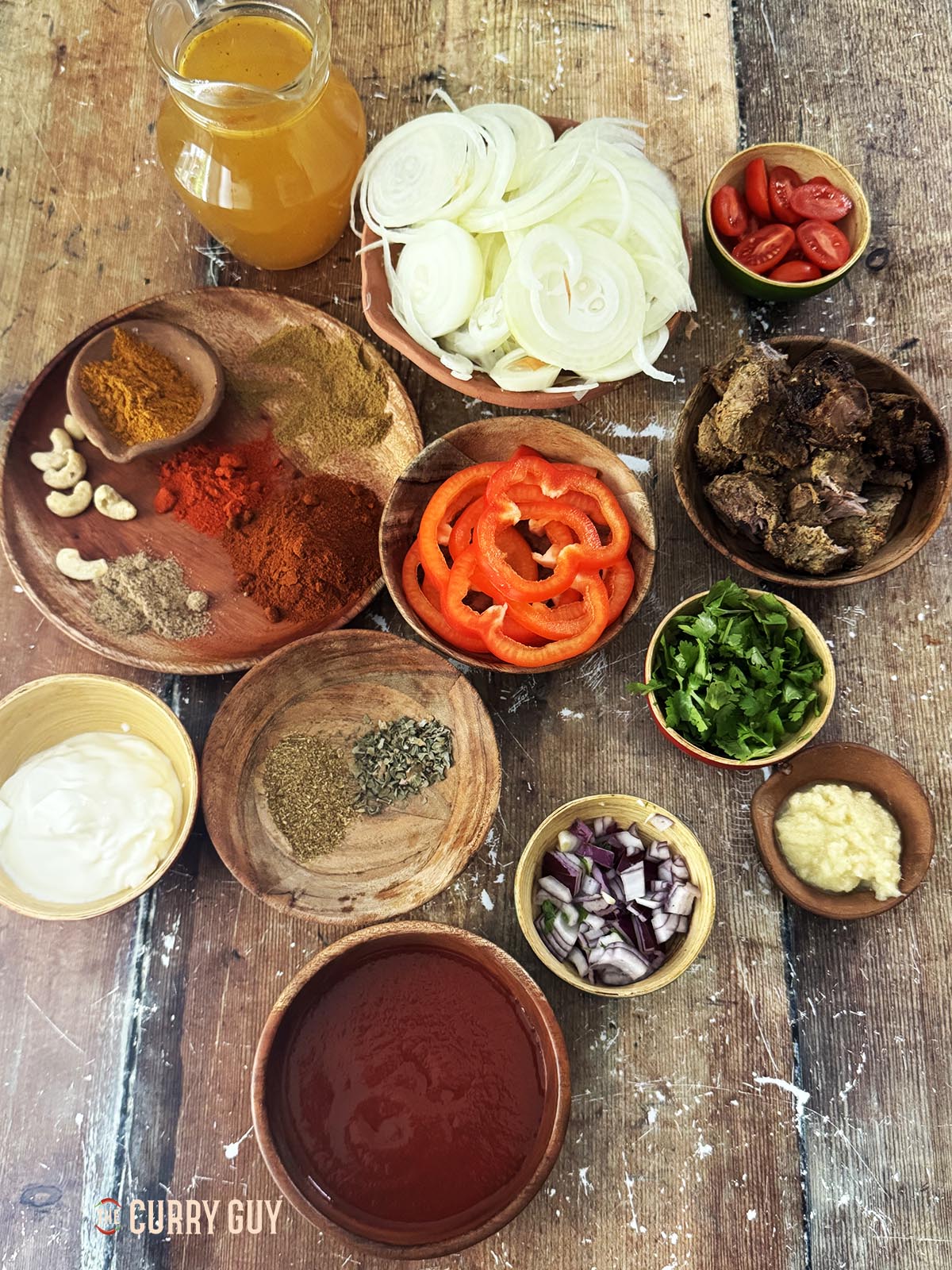 The ingredients for the curry.