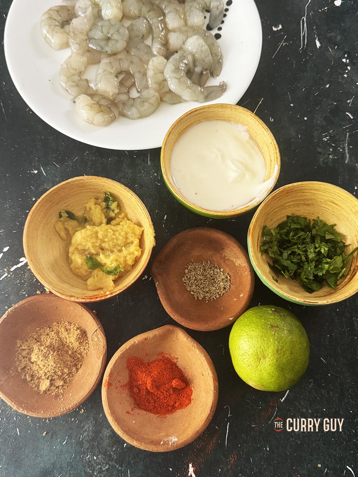 The ingredients for the air fryer shrimp recipe.