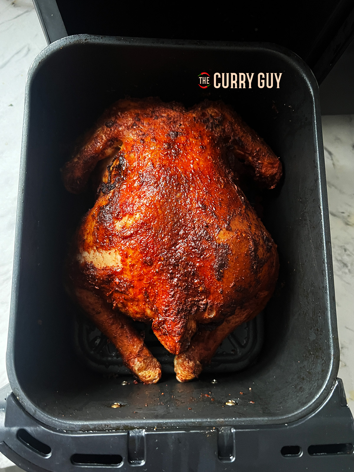 cooked air fryer whole chicken. 