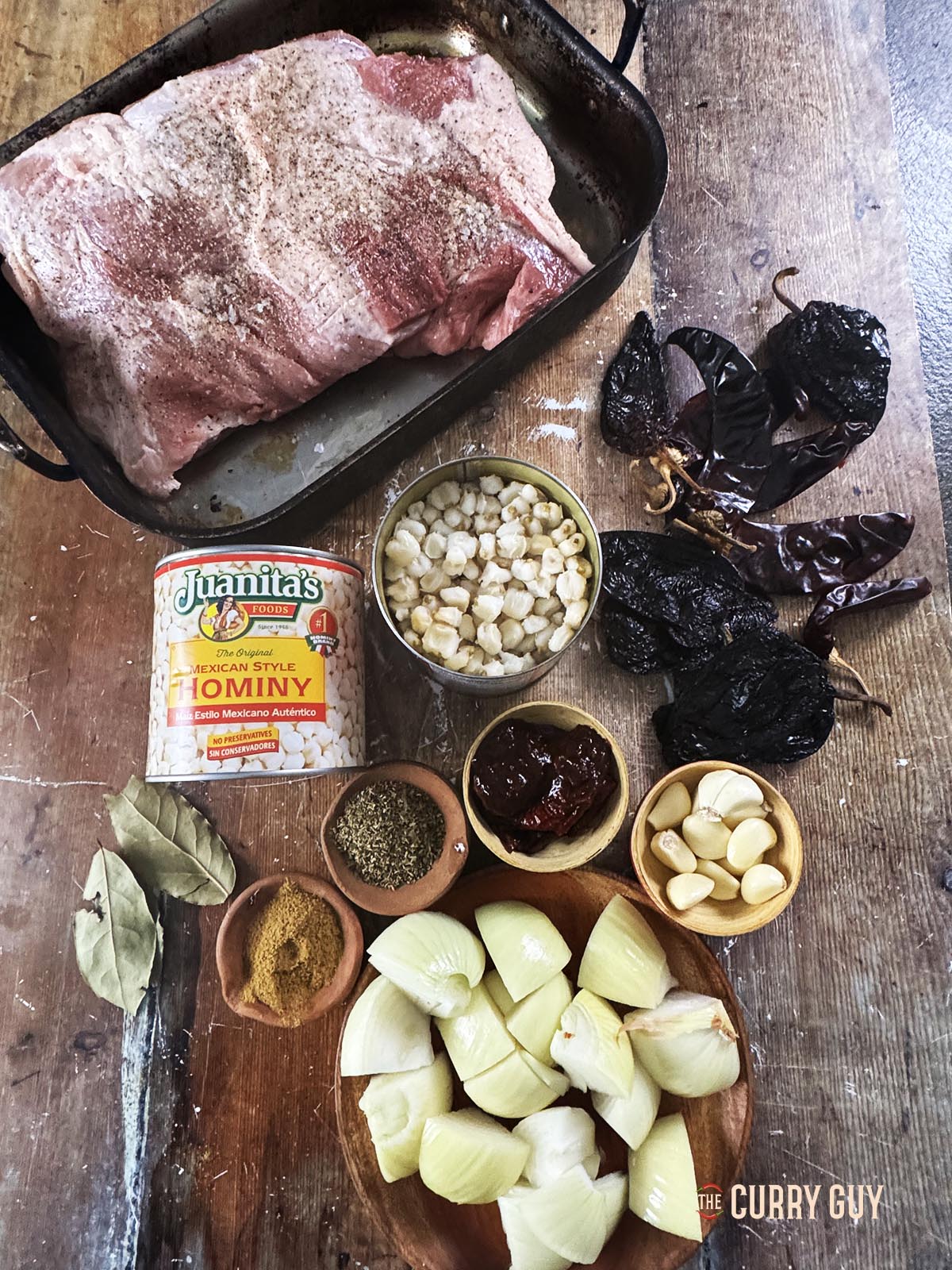 The ingredients for the pozole