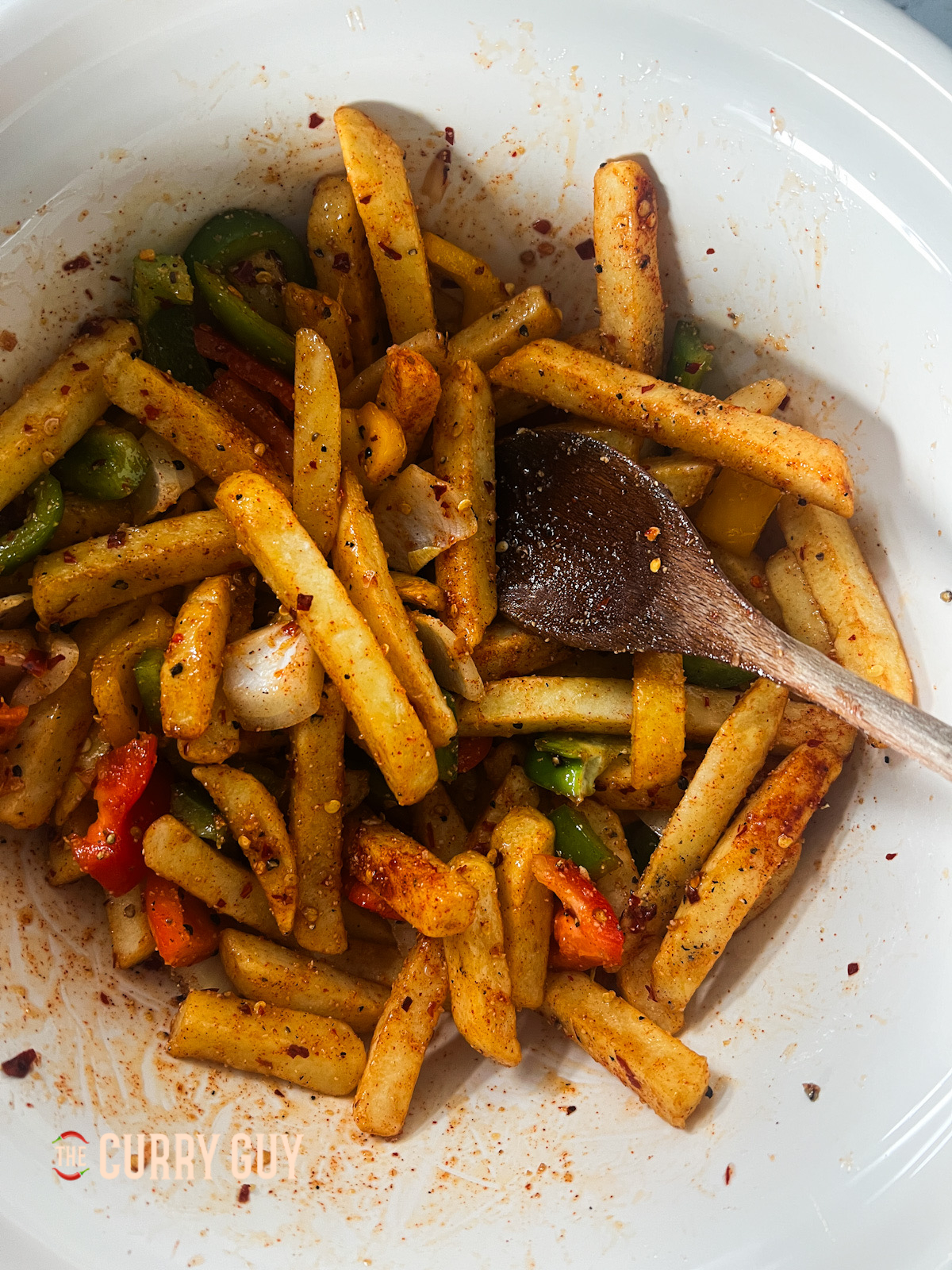 Salt and pepper chips ready for the air fryer. 
